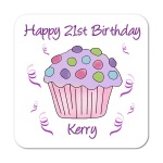 Cupcake (Purple) Personalised Birthday Coaster
